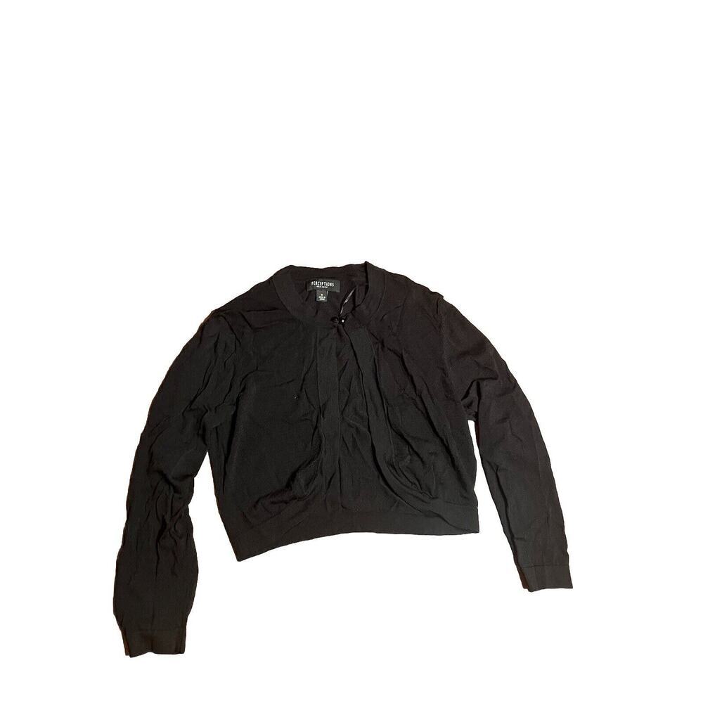 Perceptions New York Long sleeve Women's Crop-Top Cardigan Size Medium Black